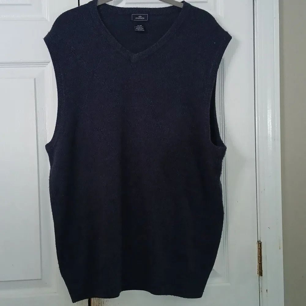 Dockers navy blue  v-neck sweater vest business casual Sz XL NWOT